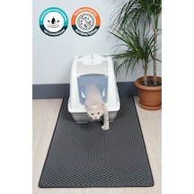 60x110 Cm Hücreli Kedi Kumu Paspası Kedi Matı Kedi Tuvalet Önü Paspası Koyu Gri