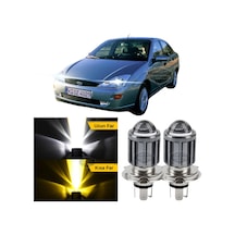 Ford Focus 1 Hb&sedan 1998-2004 Uyumlu Mercekli Far Ampulü Led Xenon Çift Renk Sarı-beyaz Far Şimş Etkili Csp Led LED Far 53818533