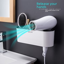 Geeroyoo Duvar Montajlı Banyo Fön Tutucu - Delik Açmadan Kurulabilir Duş Odası Fön Rafı - Gri Renkli实用置物架 Diğer