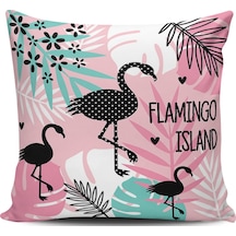 Kırlent Dünyası Flamingo Temalı Dijital Baskılı Kırlent Kılıfı (374792373)