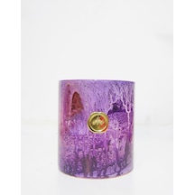 Mor Batik Desenli Cam Bardak Mumluk Vetealight Seti