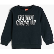 Koton Sweat Baskılı Uzun Kollu Bisiklet Yaka Lacivert 3smb10149tk 3SMB10149TKNA1 Lacivert