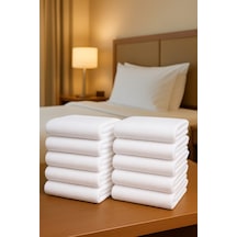 10 Adet Beyaz 50x85 Cm 200 Gram Bukle - Armür Otel El-yüz Havlusu Beyaz