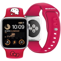iOS Uyumlu Watch 40mm Kordon Hello Kitty Lisanslı Logolu Fiyonk & Kitty Head Yumuşak Strap Kayış Kırmızı