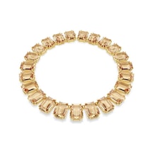 5720911 Millenia Tennis Necklace, Oversized Crystals, Octagon Cut, Caramel, Gold-tone Plated Metalik