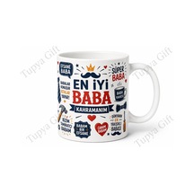 Babaya Komik Yazılı Kupa Bardak Hediye Babalar Günü Baskılı Porselen Mug Beyaz
