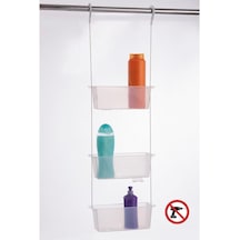 Primanova Üç Gözlü Duş Sepeti Şeffaf Pratik Asılabilir Yapı N43 Çok Renkli