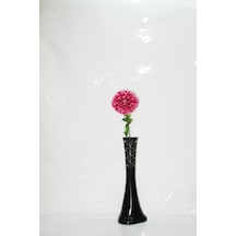 60 Cm Desenli Siyah Vazo Mor Ortanca