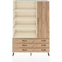 Hyperion Dolap 8 Raflı 6 Çekmeceli Tek Kapaklı 132x44x195 Aytaşı-çam/çam Atlas Çam/atlas Çam