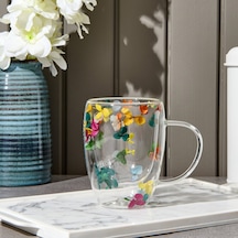 Kitchen Borosilikat Çiçek Desenli Kupa - Renkli - 350 Ml