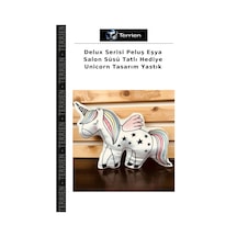Delux Serisi Peluş Eşya Salon Süsü Tatlı  Unicorn Tasarım Yastık Çok Renkli