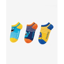 Skechers 3'lü Paket Funny Feet Bilekli Çorap Büyük Erkek Çocuk Sarı-mavi-lacivert Sk2520131-3474