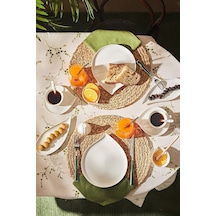 Emsan Bianca Leaf Porselen 32 Parça 6 Kişilik Kahvaltı/Servis Takımı Beyaz