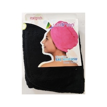 Wellmop Mikrofiber Düğmeli Saç Havlusu Siyah