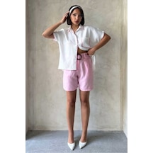 Verymoda Kemerli Şort D2686 Pembe
