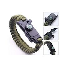 9595 Pusulalı ve Bıçaklı Paracord Bileklik Haki