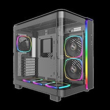 Montech King 95 Pro Siyah Orta Kule Çift Bölmeli Kasa 6 Argb Fand İle 10 Port Argb Hub