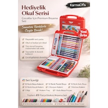 Hediyelik Okul Serisi 49 Parça Boyama Seti Çantalı Sulu Boya, Pastel, Keçeli Ve Kuru Boya Seti