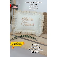Gros Shop Müslin Yeni Doğan 4katlı Organik %100pamuk Kişiye Özgü Nakışlı Hastane Çıkış Seti Papatya Model-6 Ekru