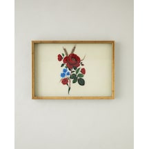 Rose Stitch Cam Dekoratif Tepsi 30x42 Cm Kırmızı - Bej