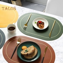 Koyu Mavi Yalıtım Pedi Kolay Temiz Suni Deri Placemat Ev Mutfak İçin Isıya Dayanıklı Masa Koruma Mat Koyu Mavi