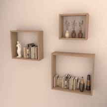 Rafkestir 3 Lü Kutu Raf Set Cappicino