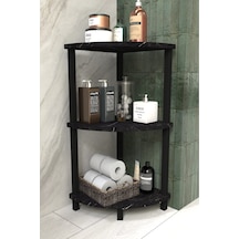 Decoline Banyo Rafı 3 Katlı Moblen Modern Organizer Depolama Ünitesi-siyah Mermer Siyah Mermer