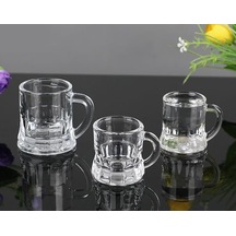 6 Lı Mini Bardak 55 Ml Zemzem Shot Bardağı Kalın Taban Mini Kulplu Tasarım Kahve Yanı Bardağı Mini Bardak Diğer