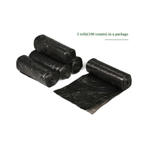 Pazly 100 Adet Dayanıklı 45x50cm Çevre Dostu Siyah Poşet - 5 Rulo Paketi - Pratik Atık Poşeti Siyah