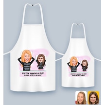Bk Gift Kişiye Özel İkili Anne Kız Karikatürlü Mutfak Önlüğü Seti-1, Anneye , Anneler Günü leri