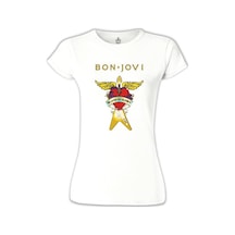 Bon Jovi - Guitar Beyaz Kadın Tshirt 001 Bon Jovi - Guitar Beyaz Kadın Tshirt 001