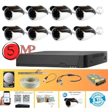 Gerçek 5 Mp Metal Kasa 8 Kameralı Ahd Güvenlik Seti 250 Gb Hdd Dahil - St85250gm