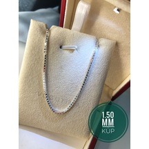 1.5 Mm Küp Zincir Gümüş Işıklı Kutuda Sevgiliye Eşe Babaya Kolye Gümüş