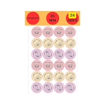 24 Adet - Pembe Sarı Mor Handmade Sticker - Paketleme Sticker - Hediye Sticker - Teşekkür Sticker Çok Renkli