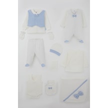 Breeze Erkek Bebek Hastane Çıkışı 10 Lu Sabit Yelekli Fiyonk Aksesuarlı 0-3 Ay , Ekru
