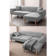 Mocha Sırt Mekanizmalı Köşe Koltuk Takımı Gri