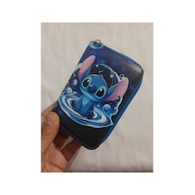 Owlbag Company Owl Bag Sevimli Yaratik Stitch Mavi Desenli Tasarım Suni Deri Cüzdan Çok Renkli