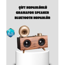 Gramafon Tasarımlı Bluetooth Hoparlör 3d Ses Teknolojili Çok Fonksiyonlu - Lisinya