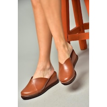 Fox Shoes S674307509 Taba Dolgu Tabanlı Kadın Terlik Taba