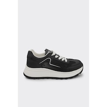 Derinet Comfort Taban Kadın Bağcıklı Sneaker Siyah Siyah