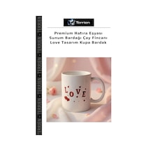 Premium Hatıra Eşyası Sunum Bardağı Çay Fincanı Love Tasarım Kupa Bardak Çok Renkli