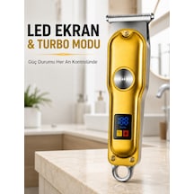 Erkek Saç Sakal Tıraş Makinesi Led Ekranlı Turbo Modlu T Bıçaklı Ense Favori Şekillendirme Makinesi - Lisinya Şarjlı