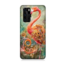 Huawei P40 Uyumlu Renkli Flamingo Desenli Silikon Kılıf