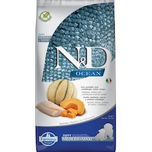 N&D Ocean Morina Balıklı Balkabağı ve Kavunlu Orta ve Büyük Irk Yavru Köpek Maması 12 KG