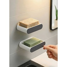 Buççin Online Mağaza 2 Li Yapışkanlı Banyo & Mutfak Sabunluk Ve Süngerlik Seti Delmesiz Pratik Düzenleyici Plastik Beya Çok Renkli