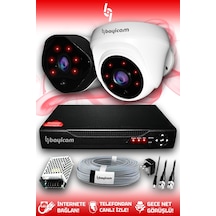 Bayicam 2 Kameralı Uzay 1 İç Kamera Set HDD'siz Full HD Gece Görüşlü Güvenlik Kamerası Sistemi