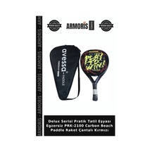 Delux Serisi Pratik Tatil Eşyası Egzersiz Prk-2100 Carbon Beach Paddle Raket Çantalı Kırmızı