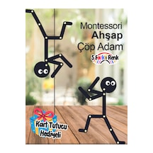 2 Adet Çöp Adam 1 Adet 30lu Görev Kartı Montessori Ahşap Eğitici