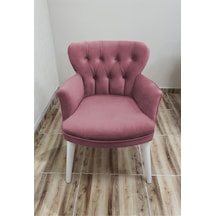 Azra Mobilya Berjer - Tekli Koltuk-balkon Koltuğu-koltuk-mini Koltuk- Beyaz Ayak - Gül Kurusu Gül Kurusu