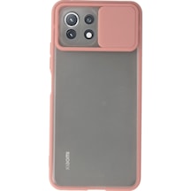 Newface Xiaomi Mi 11 Lite Kılıf Palm Buzlu Kamera Sürgülü Silikon - Pembe Pembe